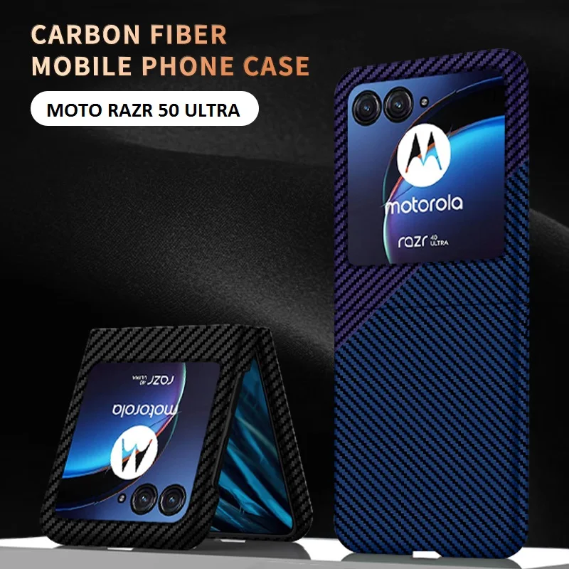 For Motorola Razr 50 Ultra Moto 2024 50Ultra Case Luxury Ultra-thin Imitation Carbon Fiber Texture Plastic Shockproof Hard Cover