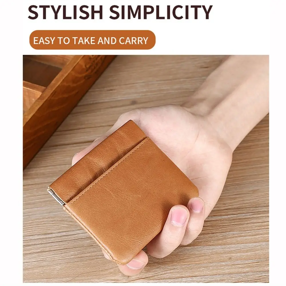 휴대용 소가죽 남성 지갑 방수 오일 왁스 가죽 헤드폰 가방 패션 디자인 레트로 ID 배지 홀더 카드 홀더