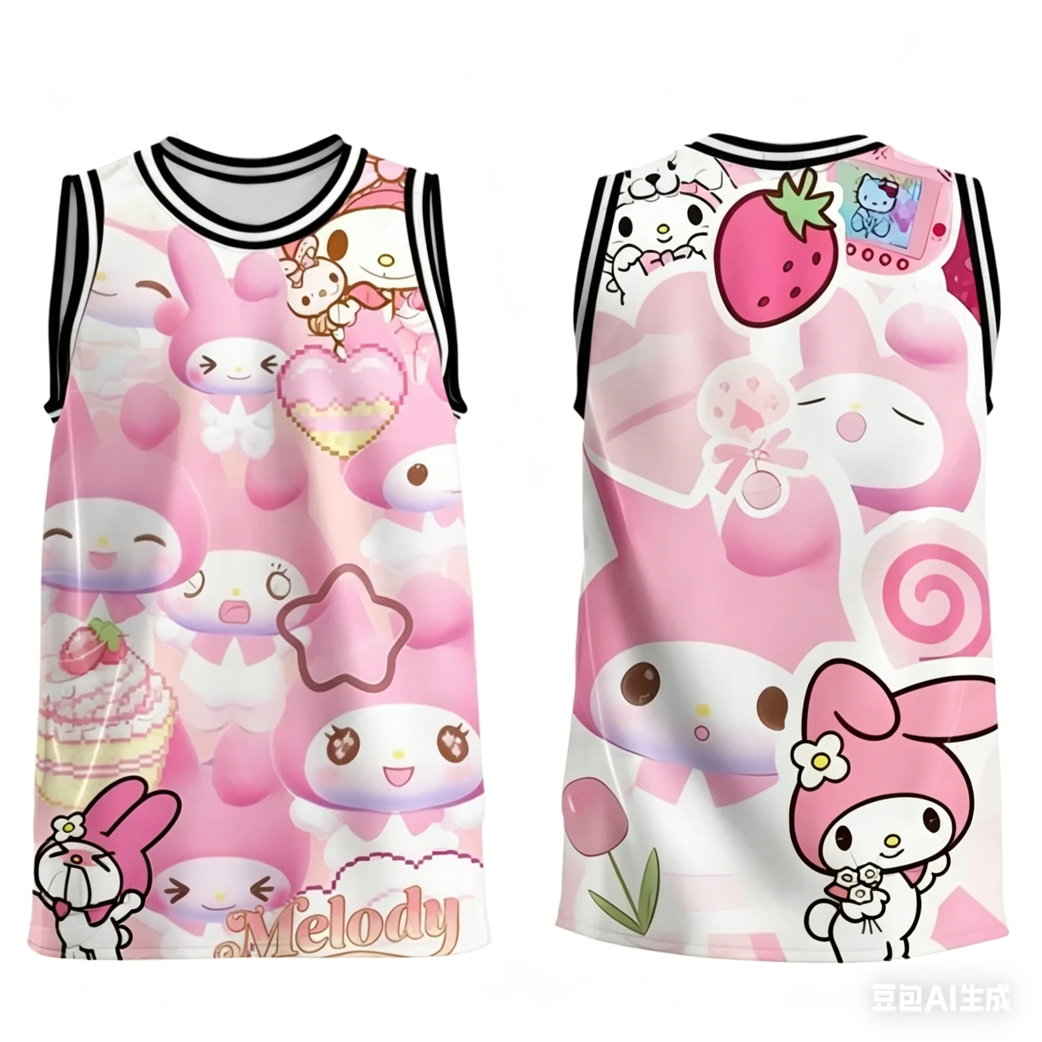 

Adult and Children's American Sports Style Melody Big Ear Dog Basketball Tank Top Sweet 3D Printed Sleeveless T-shirt