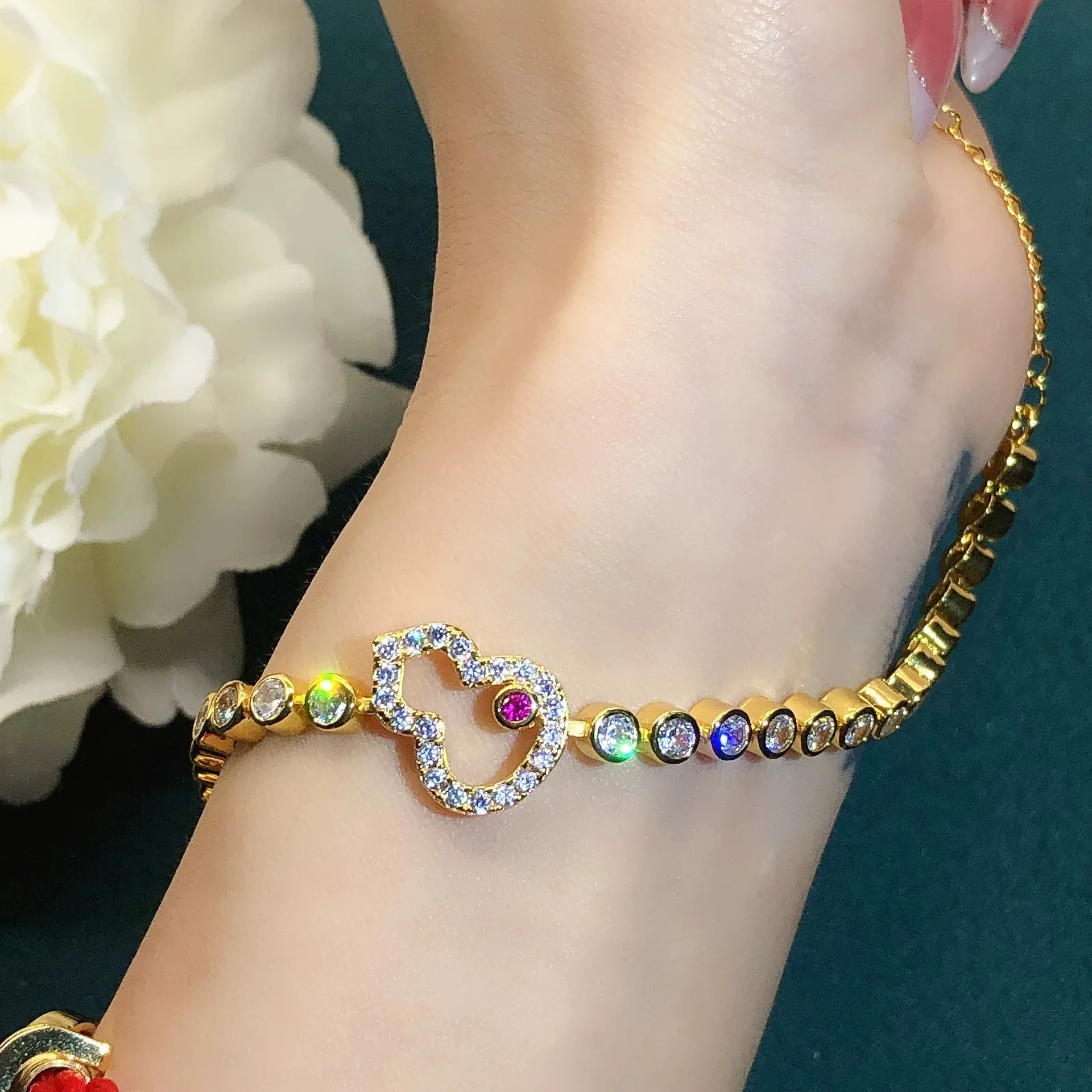 

Plated In Real Dad s Comfortable Sand Gold Fashionable Temperament Gourd Bubble Diamond Arrangement Women Light Luxury Girls Gi
