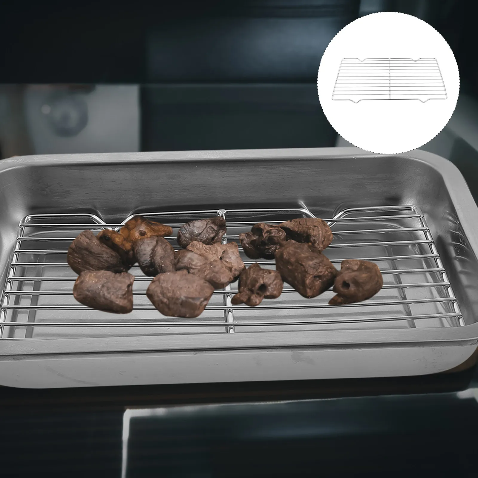Stainless Steel Cooling Rack for Baking Barbecue Grilling Roasting Drying and Draining Multi-Purpose Portable Bbq Strainer Rack