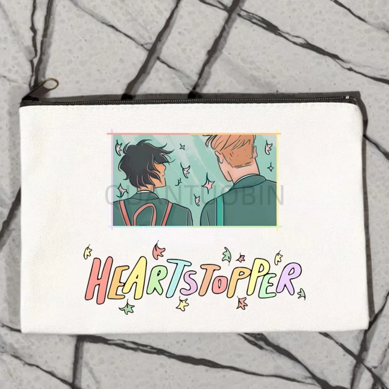 

Nick and Charlie Romance Tv Show Heartstopper Storage Zipper Bag Canvas Cosmetic Bags Travel Perfume Lipstick Pouch for Knitting
