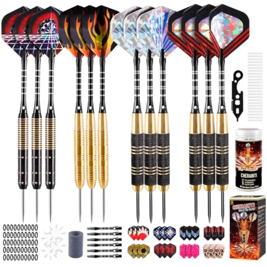 

Darts Metal Tip Set, Professional Steel Tip Darts, 20g 24g Pro Metal Tipped Dart Set for Dartboard with Brass Barrels, Aluminum