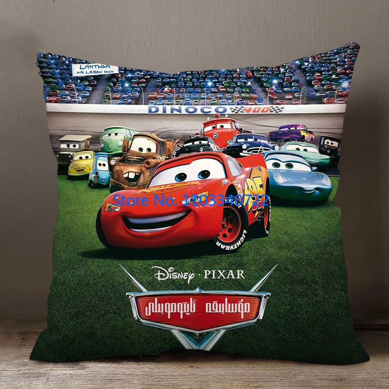 Anime Racing McQueen Cars Cushion Cover Plush Pillowcase Pillow Case Sofa Car Home Bedding Decor 45x45cm Kids Birthday Gift