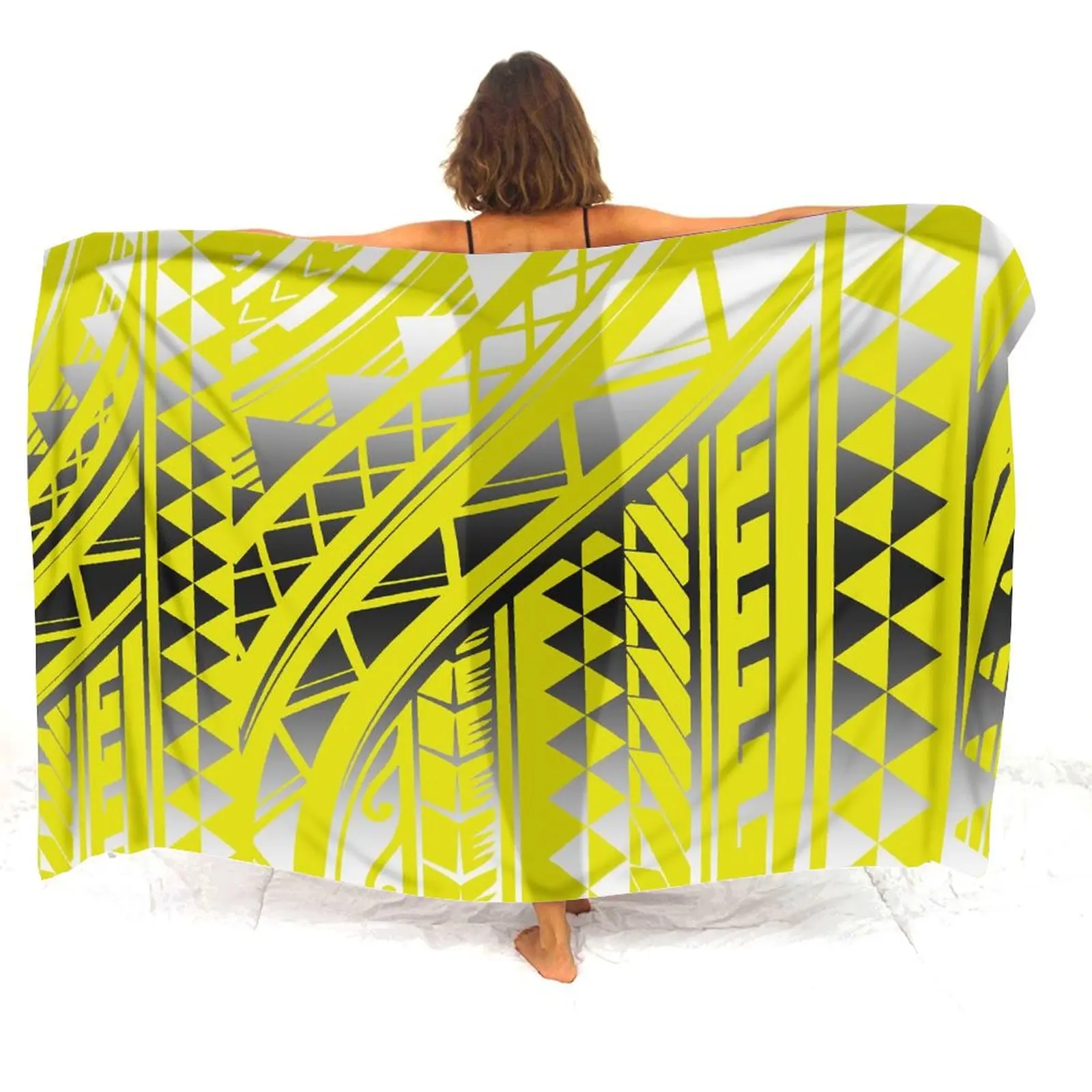 2024 New Sarong Polynesian Tribal Design Custom Art Print Soft Comfort Sarong Seaside One-Piece Sun Protection Cape