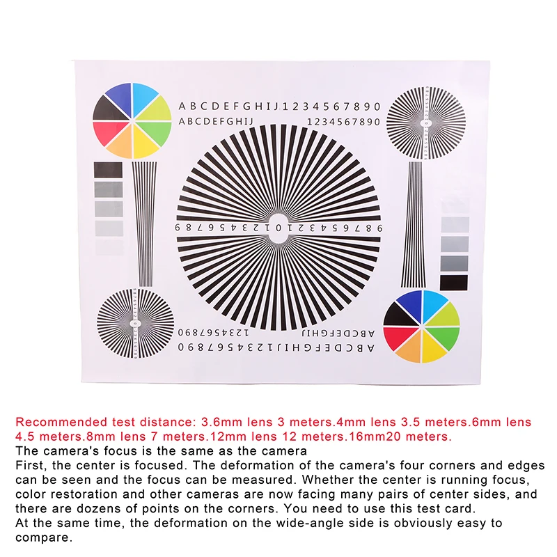 New 50*40CM Lens Rear Focus Calibration Focusing Test Card Monitoring Camera Assembly Focusing Diagram
