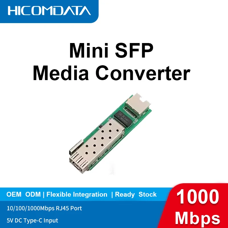 

SFP Transceiver Module 1.25G Media Converter Slot 5V DC Type-C input 1 SFP Slot 1 RJ45 Ethernet SFP Fiber Switch PCBA