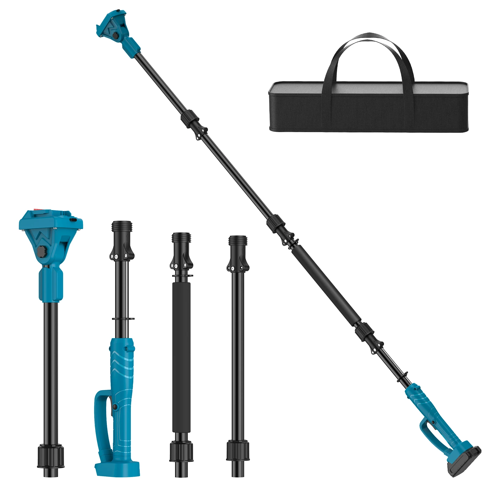 2M Teleskop-Gartenschere für 18-V-Kettensäge Makita, Verlängerungsstange aus Aluminiumlegierung mit 5-Winkel-verstellbarem und rutschfestem Griff