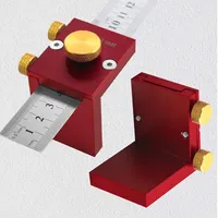 Woodworking T-Type Scribing Ruler Stops Tools, Aluminum Angle Scriber Line Marking Gauge,DIY Carpentry Scriber Measuring Locator