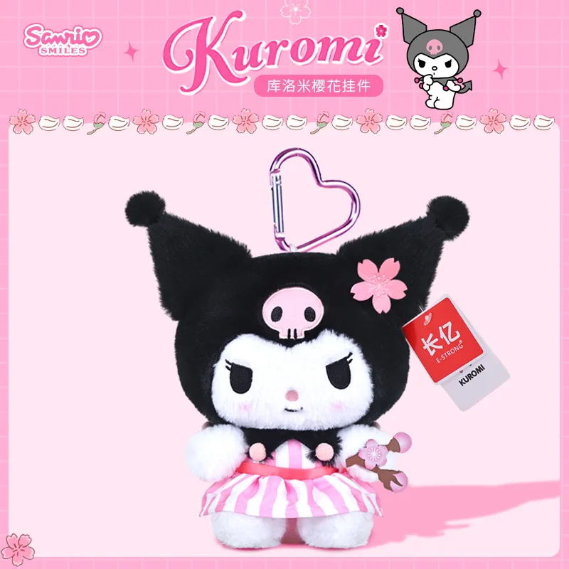 Genuine Licensed Sanrio Kuromi Plush Keychain Collection, Multi-Style Bag Pendant Ornaments with Bell & Heart Hook, Cute Fluffy