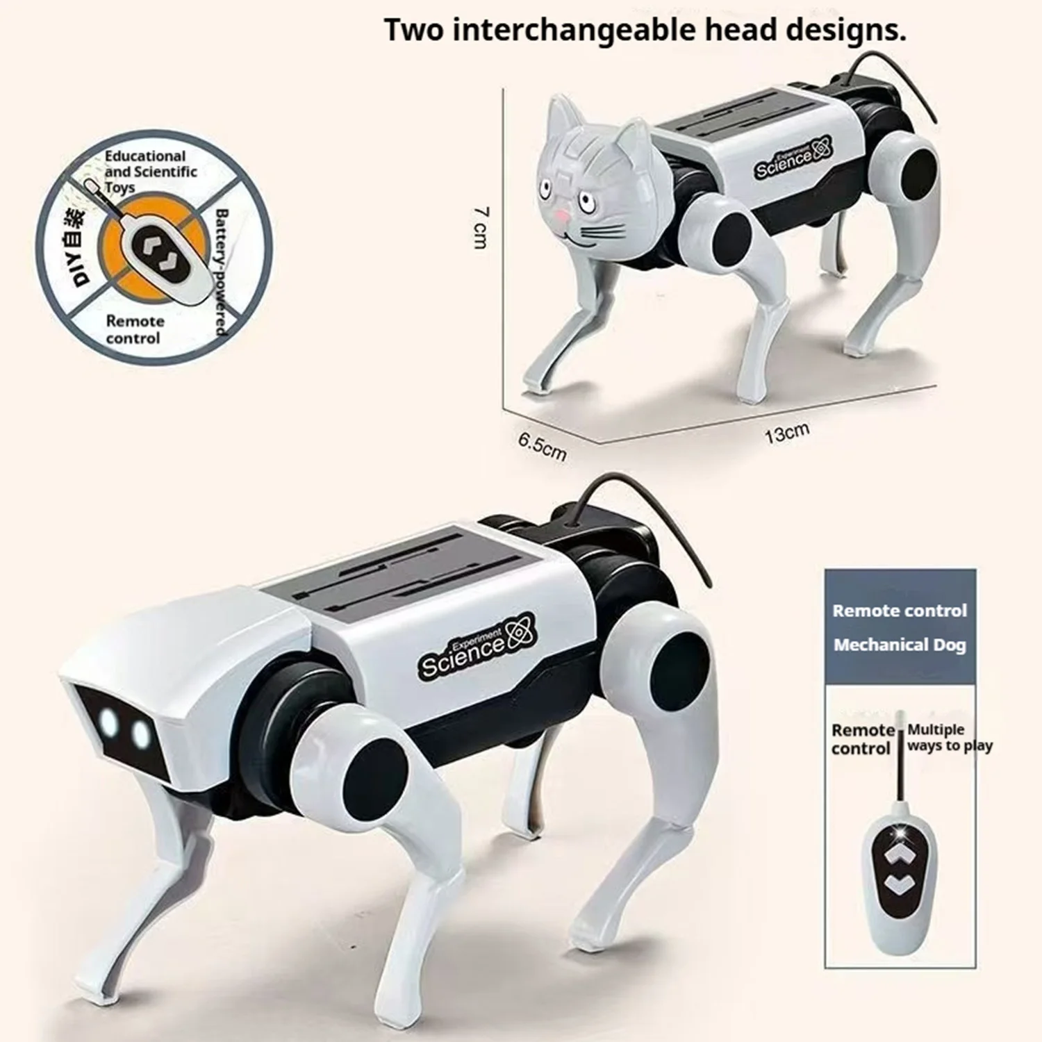 Robot Children's Remote Control Mechanical Dog Toy Science Teaching Diy Assembling Model Electric Set Toys for Boys Kids Gift