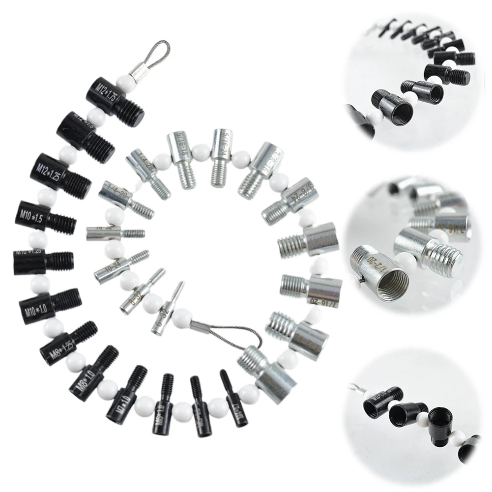 104-26PCS Nut Bolt Thread Checker with Hanging Loop Thread Tester Bolt 44 Male/Female Gauges 23 Inch & 21 Metric Sizes Measuring