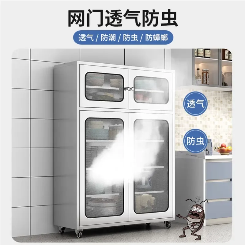 Stainless Steel Side Cabinet Kitchen Cupboard Dining Room Locker Household Storage Cupboard for Kitchen Organization and