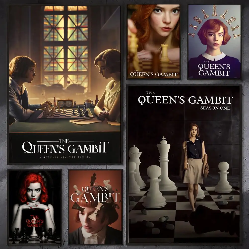 The Q-Queens Gambit Poster Waterproof Sticky Wall Art Print For Bedroom Living Room Hallway Bar Home Decor