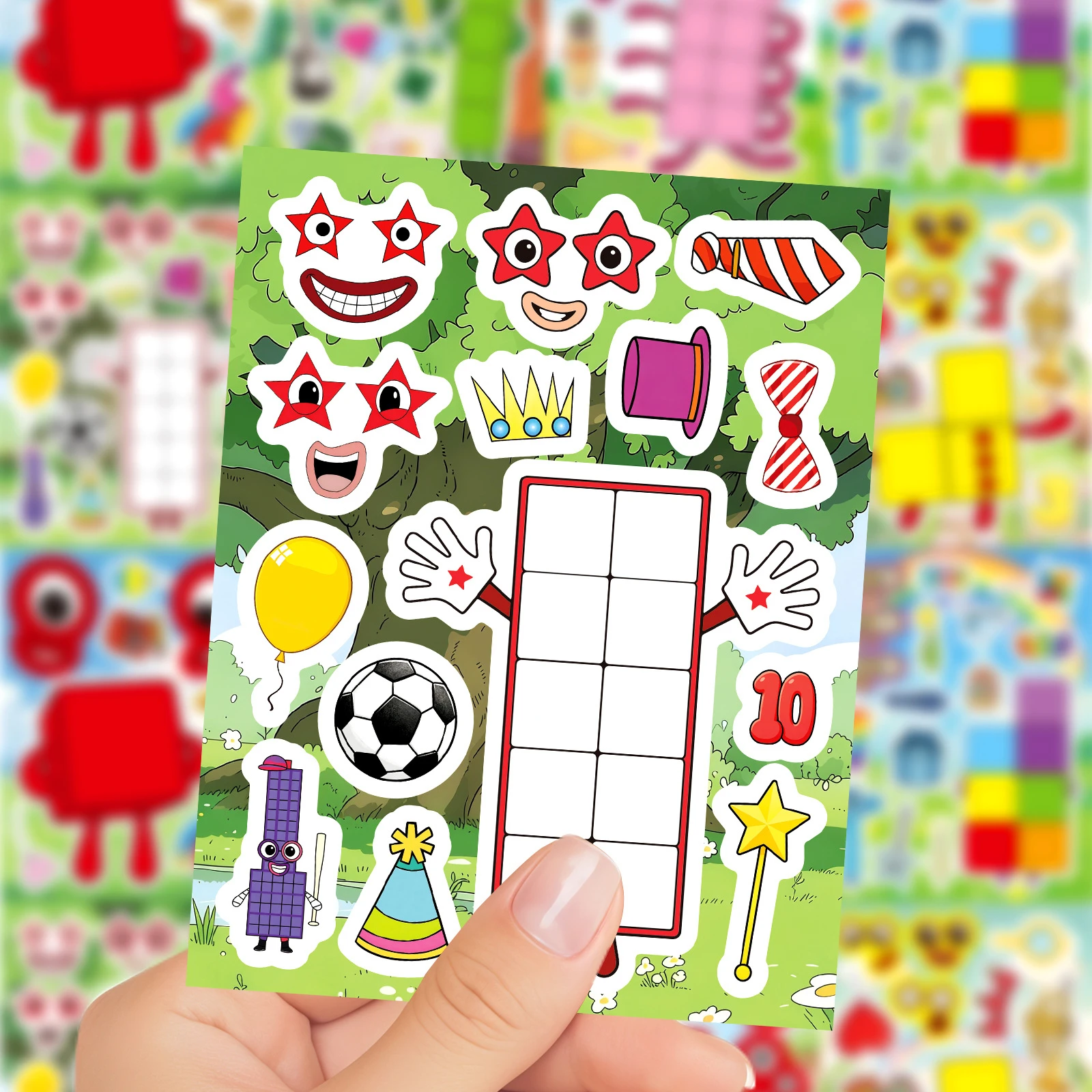 16Sheets Digital Building Blocks Face Puzzle Graffiti Stickers Changing Children's Anime  DIY Toys for Bottle Travel Bag Decals