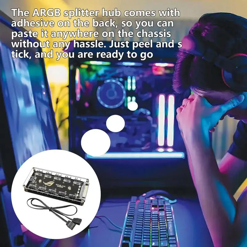 ARGB Extension Cable 3-Pin ARGB Splitter Extension Cable 11 Port 5v PC ARGB Splitter Hub Addressable Link Multiple Points For PC