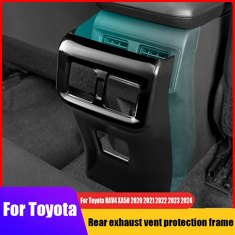 

Bright black rear air conditioning vent protection frame made of ABS material For Toyota RAV4 XA50 2021 2022 2023 2024