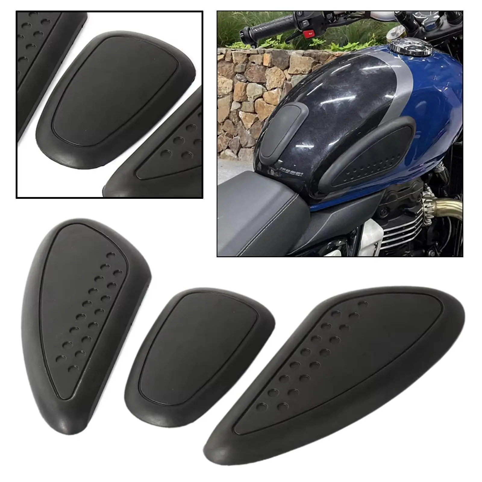 

Motorcycle Tank Pads Anti Slip Black Covers Protection Thick Rubber Rubber