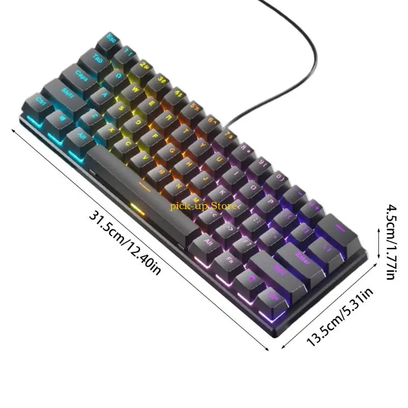 Q5WA Gaming Keyboard Full Size LED Backlit Quiet Computer Keyboard 61 Corded Keyboard for PC Desktop Office Gaming