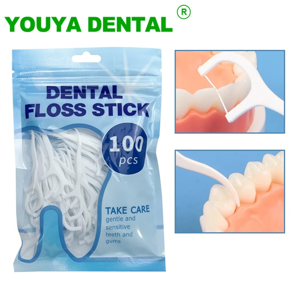 

500pcs/bag Dental Floss Plastic Toothpicks Disposable Cleaning between Teeth Floss Stick Oral Hygiene Care Tools Dentistry Hot