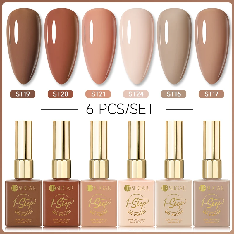 UR SUGAR 6 قطعة/المجموعة 15 مللي الخريف 1 خطوة هلام البولندية نقع قبالة UV هلام طويلة الأمد لتقوم بها بنفسك مسمار الفن تصميم مانيكير لا حاجة قاعدة أعلى #2