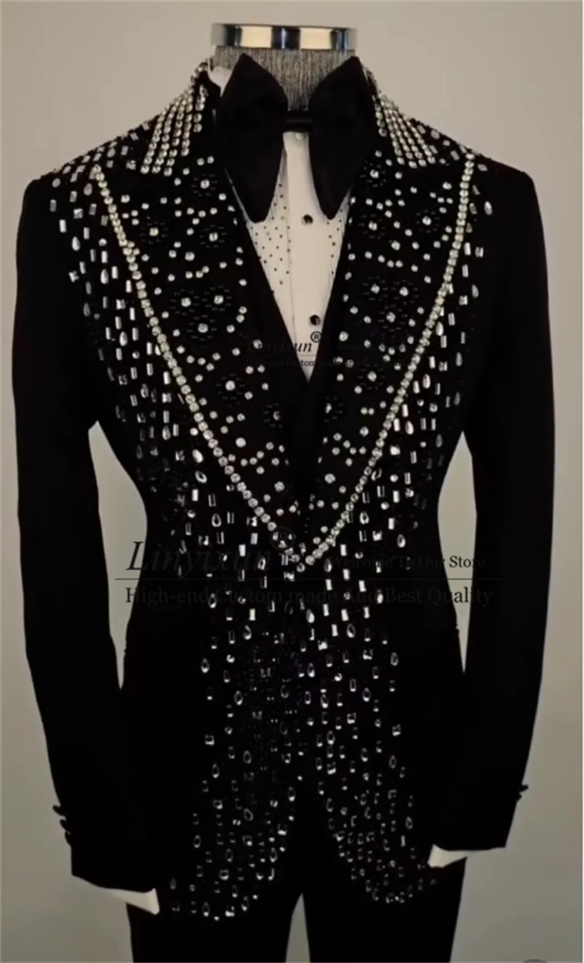 

High End Stones Rhinestons Tuxedos Men Suits Customized Slim Fit Groom Blazers 3 Pieces Sets Wedding Party rajes para hombre