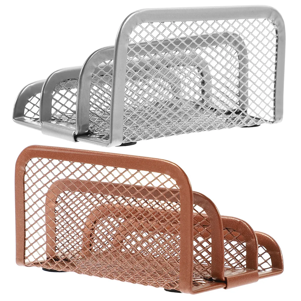 2pcs Metal Mesh Document Stand Book Holder For Office Desktop Storage Shelf Foldable File Tray Magazine Rack Household Organizer