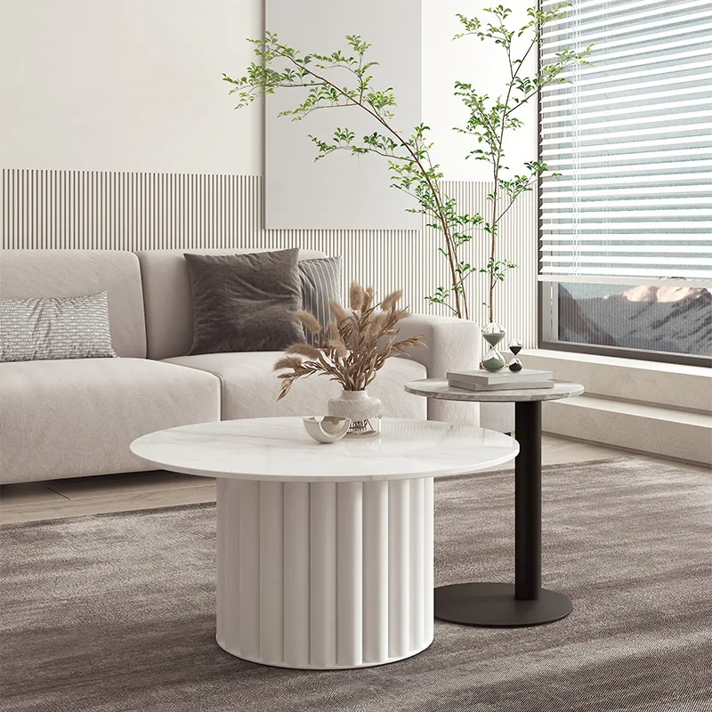 # Stolik kawowy z kamienia spiekanego, metalowa rama, nowoczesny design w stylu nordyckim, do małego mieszkania, meble do salonu, ekologiczny, łatwy montaż.