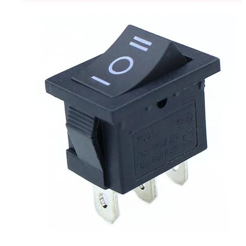 1pcs  KCD1 Mini Black 3 Pin / 6 pin On/Off/On Rocker Switch AC 6A/250V10A/125V