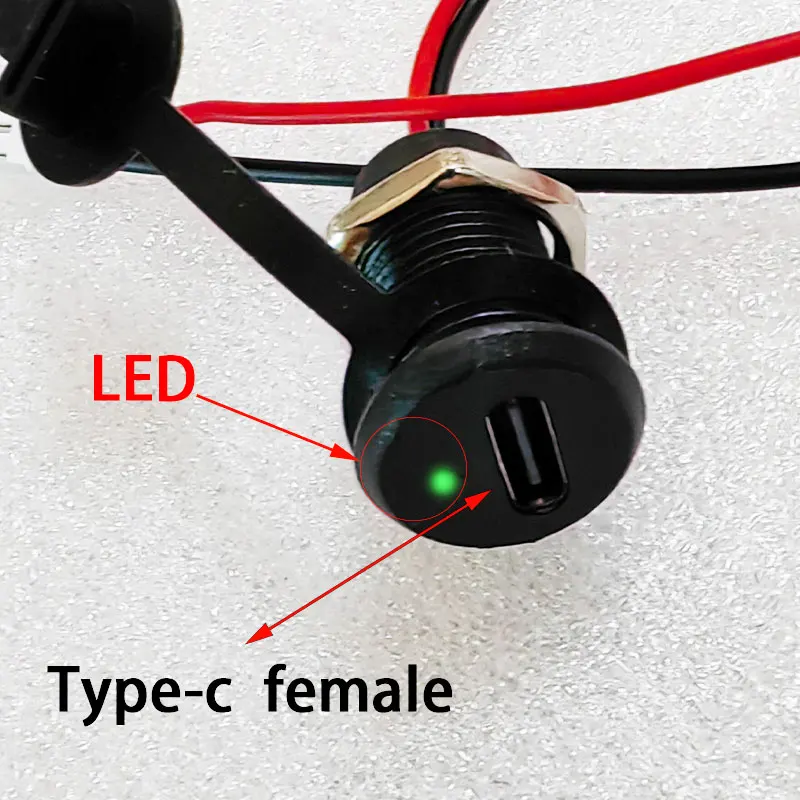 

2/3PC USB C high current charging socket with nut snap lock plate TYPE-C LED Lamp female type C waterproof female connector Jack