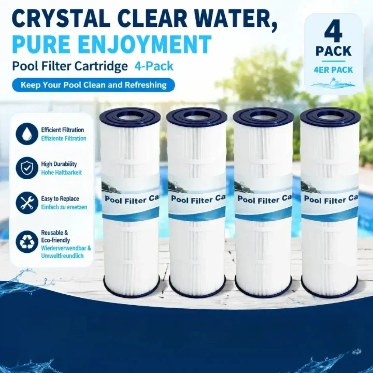 Swimming Filter Cartridge 81 Sq.Ft. (4 Pack) Replaces for C-7483 C3030 CX580XRE & for C3020 PA81-PAK4 FC-1225 FC-6425