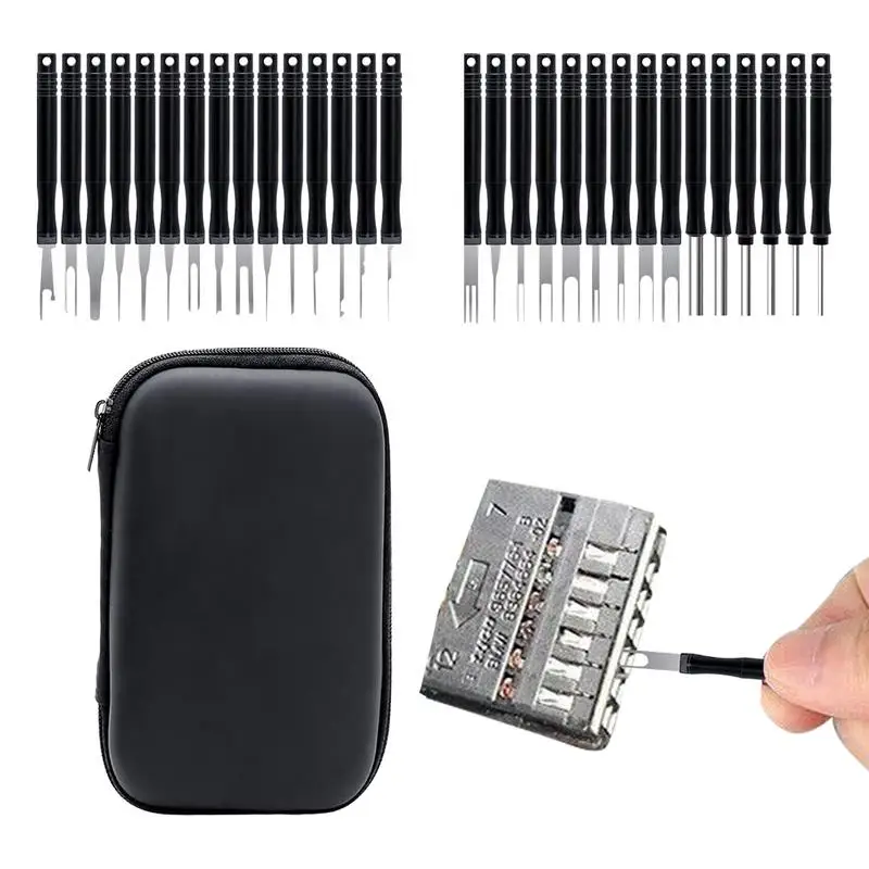 

30PcsTerminal Removal Tool Kit Stainless Steel Pin Extractor Electrical Wire Connector Pin Release Tool for Vehicle Wire Harness