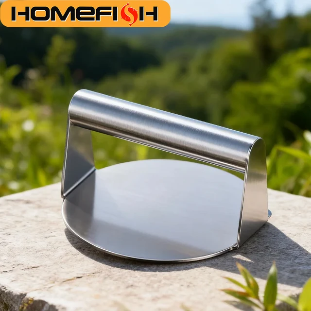 Prensa de hambúrguer de aço inoxidável, prensa de carne para torta de carne/fabricação de hambúrguer, utensílios de cozinha e acessórios de cozinha, 1 peça