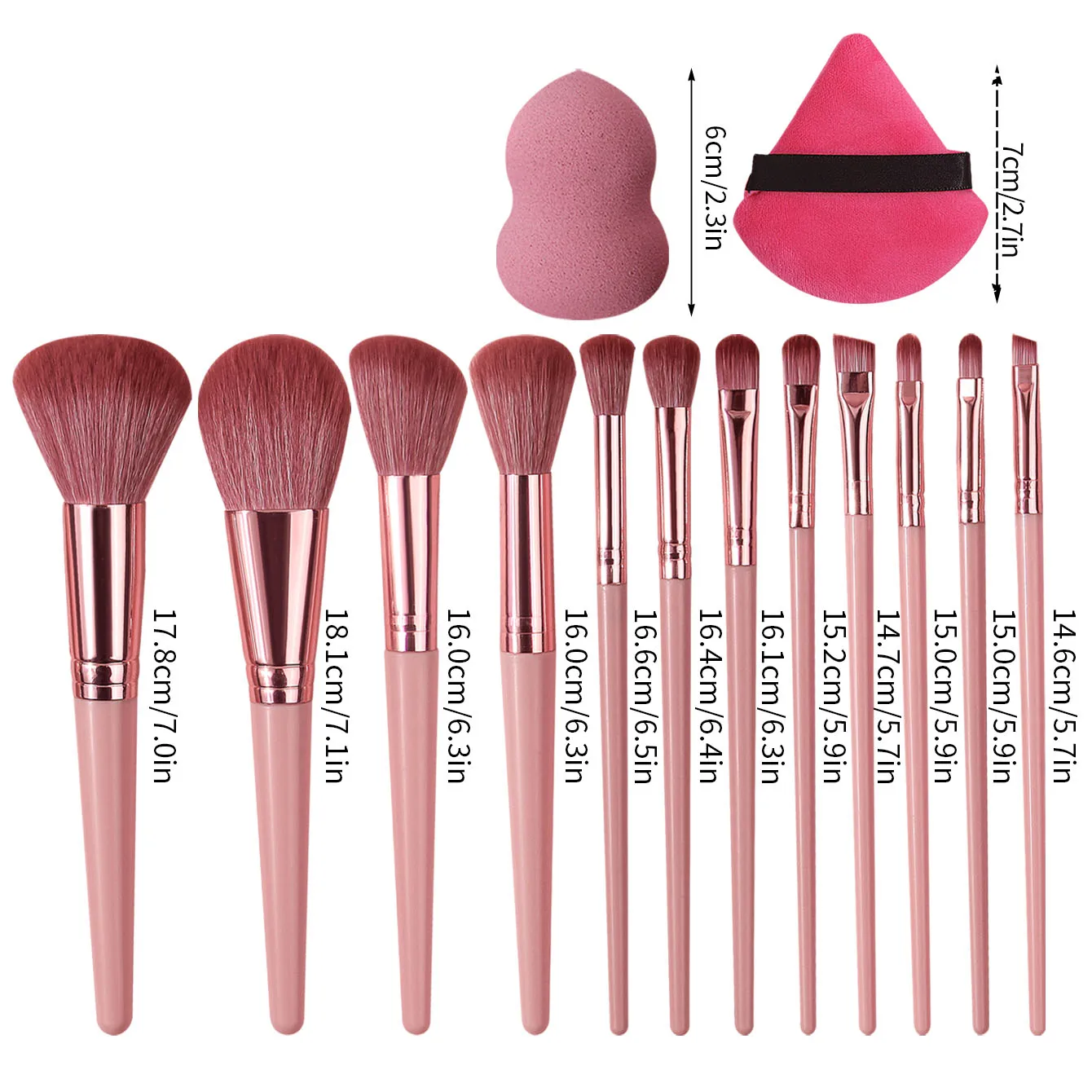 16PCS 전문가용 메이크업 브러쉬 세트: 부드러운 루스 파우더 아이섀도우 메이크업 브러쉬 + 논스틱 파우더 메이크업 스펀지 파우더 퍼프