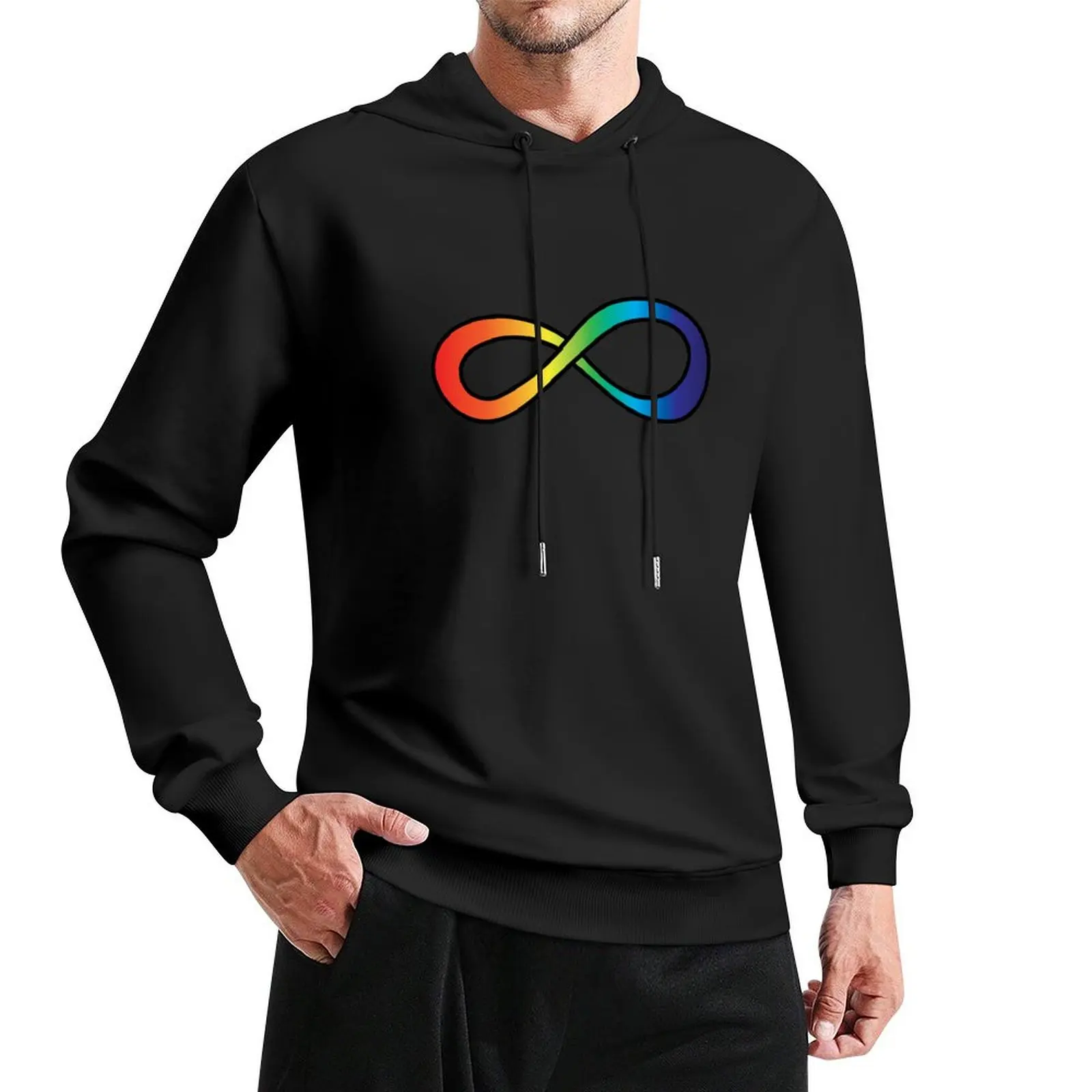 

Rainbow Infinity Symbol for Autism Acceptance/Awareness Pullover Hoodie mens clothes korean autumn clothes tracksuit