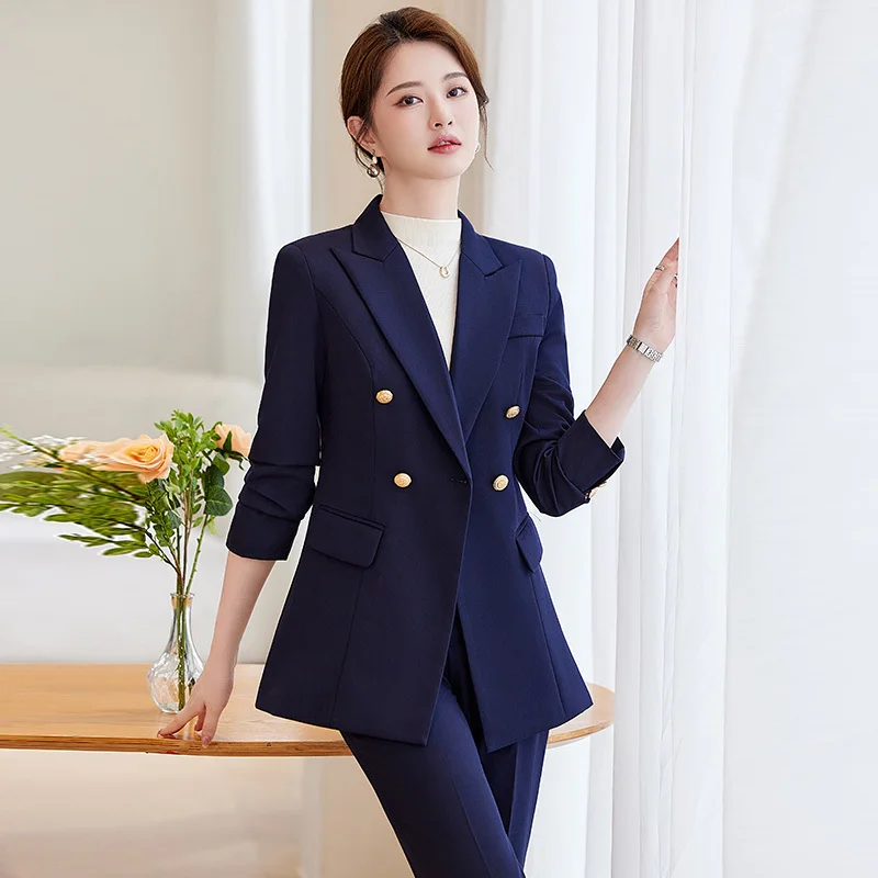 Tailleur pantalone formali Stili eleganti Abiti da lavoro autunno inverno per donna Abbigliamento da lavoro professionale per ufficio Set blazer femminili