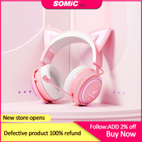Laptop Cellphones Tablet Pad Headphone amplifier GS510 Cute Cat Ear PinkGaming Earphone with 3D microphone Sound Vibration earph