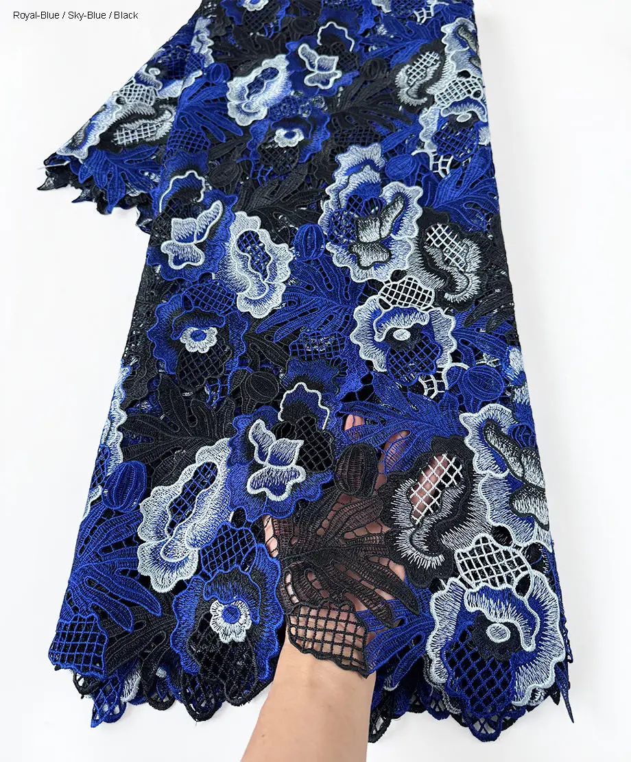 

Fashionable Soft Embroidered Guipure Lace 5 Yards Multicolors African Traditional Cupion Inspired Fabric Sewing Garment