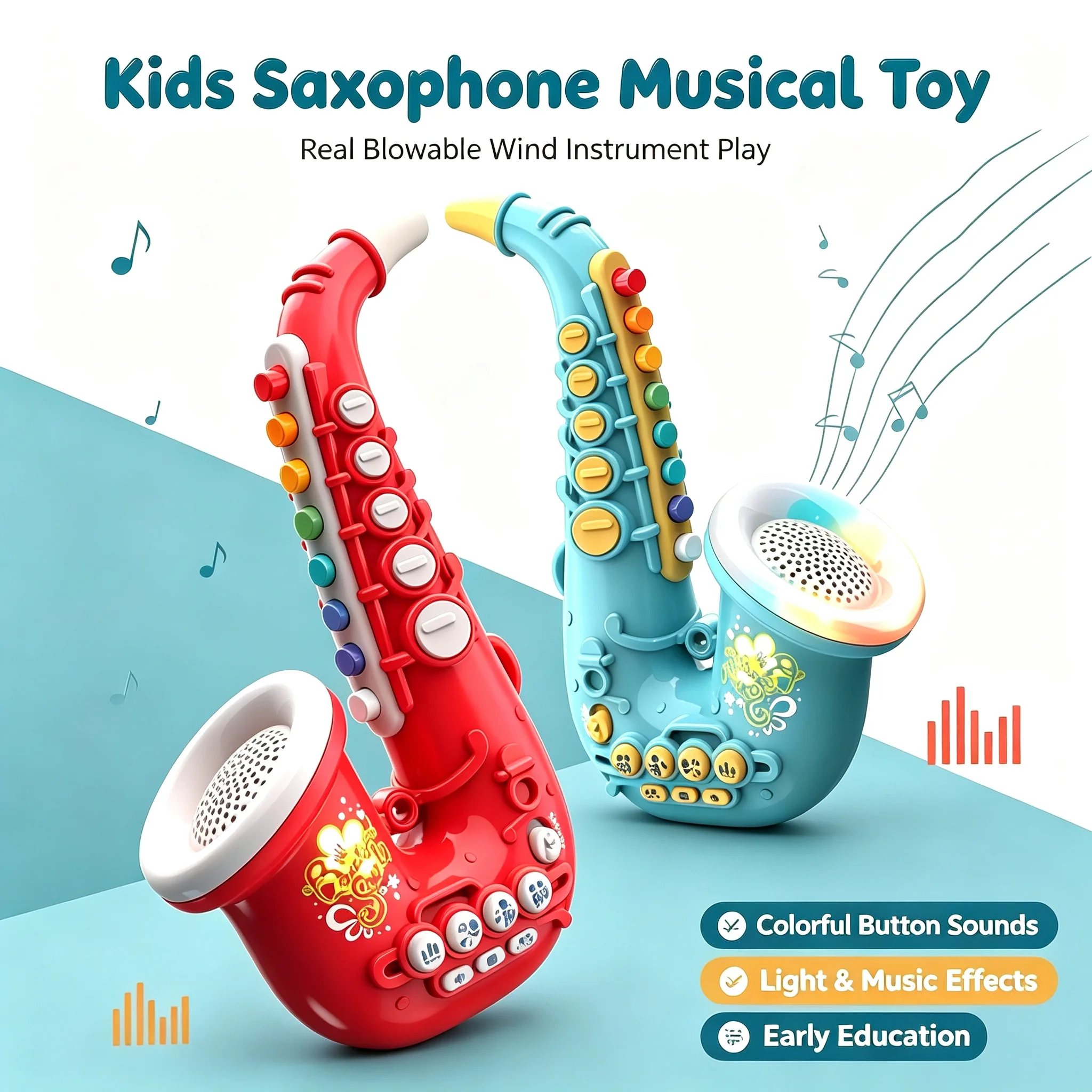 Musical Instrument That You Blow Into - Playable Kids Toy Saxophone Simulation Blow