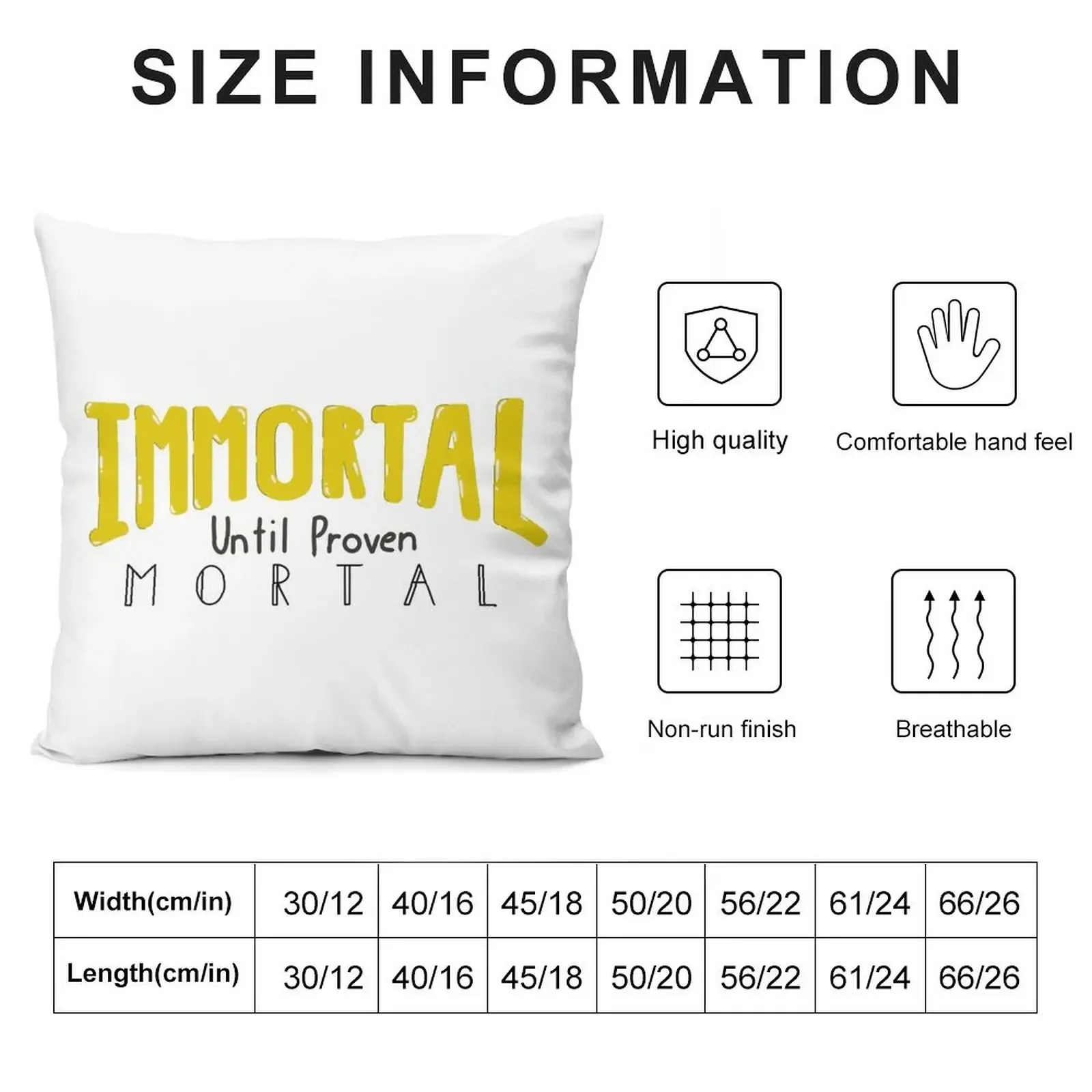 Immortal Until Proven Mortal Throw Pillow Cushion Child Luxury Pillow Cover Pillow Covers Decorative Cover