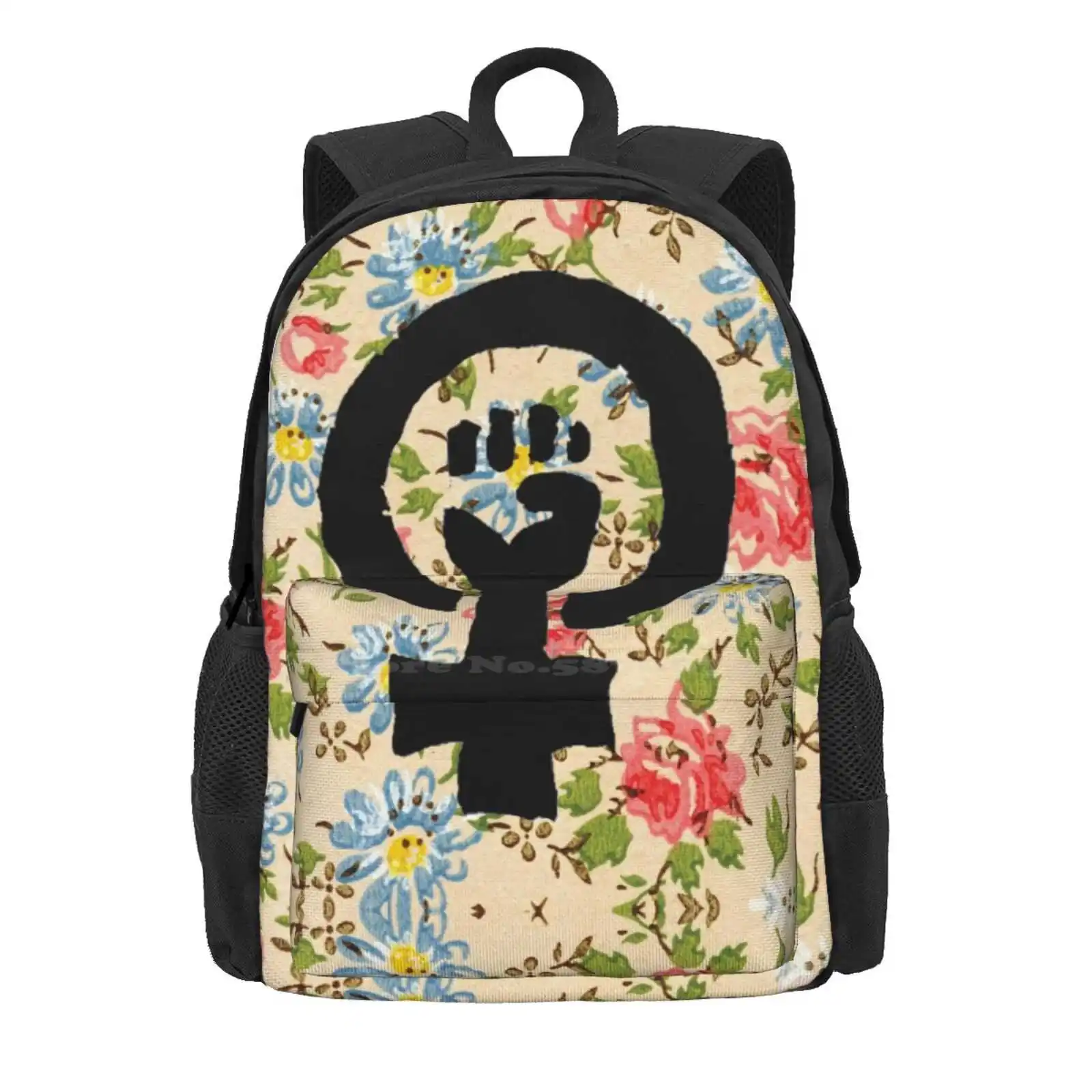 Feminism Hot Sale Schoolbag Backpack Fashion Bags Feminism Feminist Women Girls Empowerment Flowers Floral Fist Progress