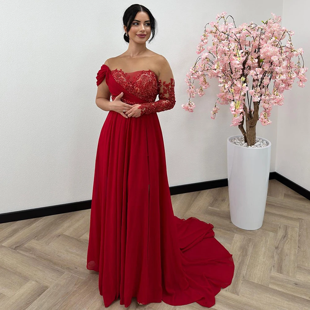 Unique Two Pieces Prom Gowns Red Evening Dress Long with Detachable Skirt Birthday Party Lace Robe de Soiree 2023 On Sale - Image 3