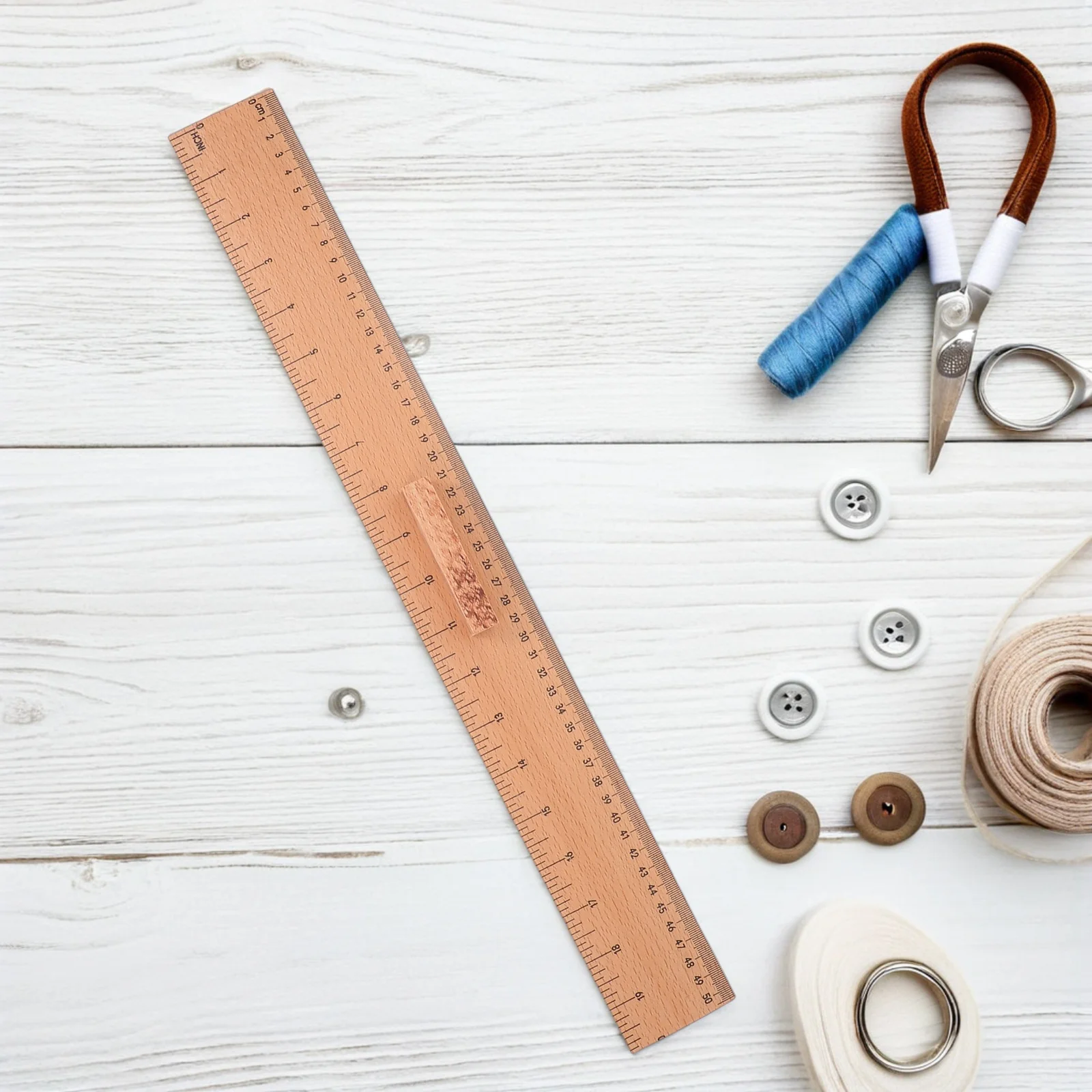 Dual-Scale Wooden Ruler for Fabric Measuring Sewing and Crafting Projects Lightweight Portable Tailor Tool for Beginners and