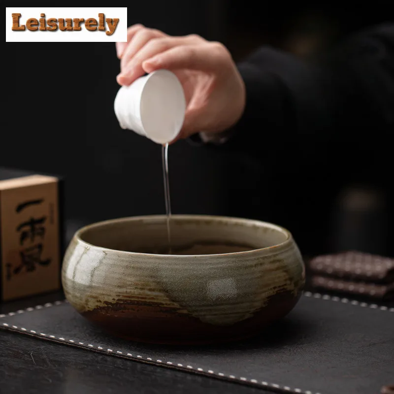900ml Antique Coarse Pottery Jianshui Washing Cup Bowl Water Washing Slag Tank Household Chaxi Tableware Accessories Ornaments