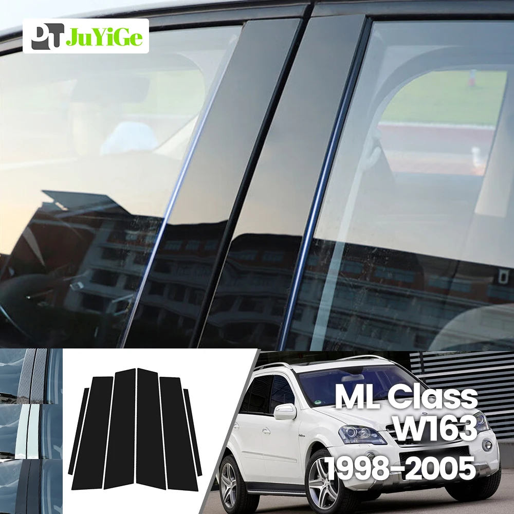 

For Mercedes Benz ML Class W163 1998-2005 1999 2000 Bright Black Carbon Fibre Window Door B C Sticker