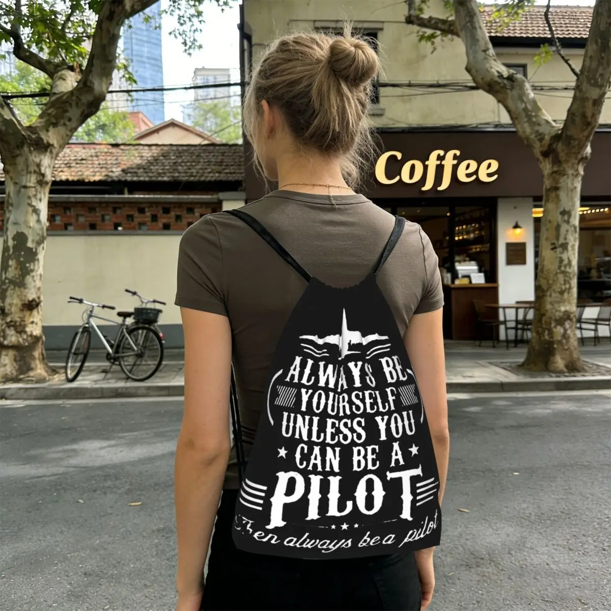 Born To Fly Captain Stripes Flight Pilot Aviation Aviator Airplane Backpacks Fashion Drawstring Bags Sports Bag Book Bags