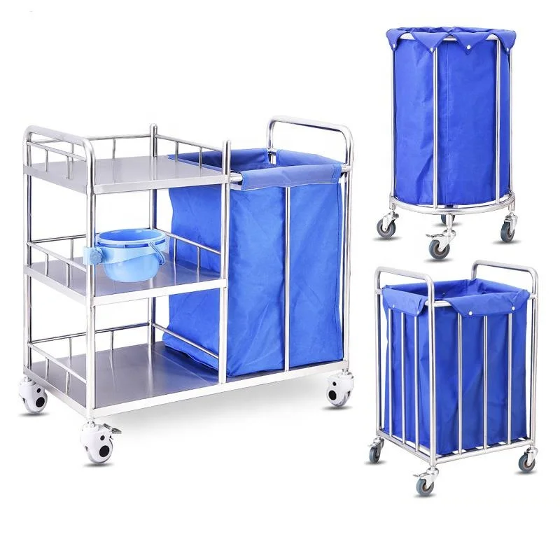 

Medical 201 Stainless Steel Nursing Cart Ward Dirty Clothes Cart Ward Dirt Tool trolley Cart