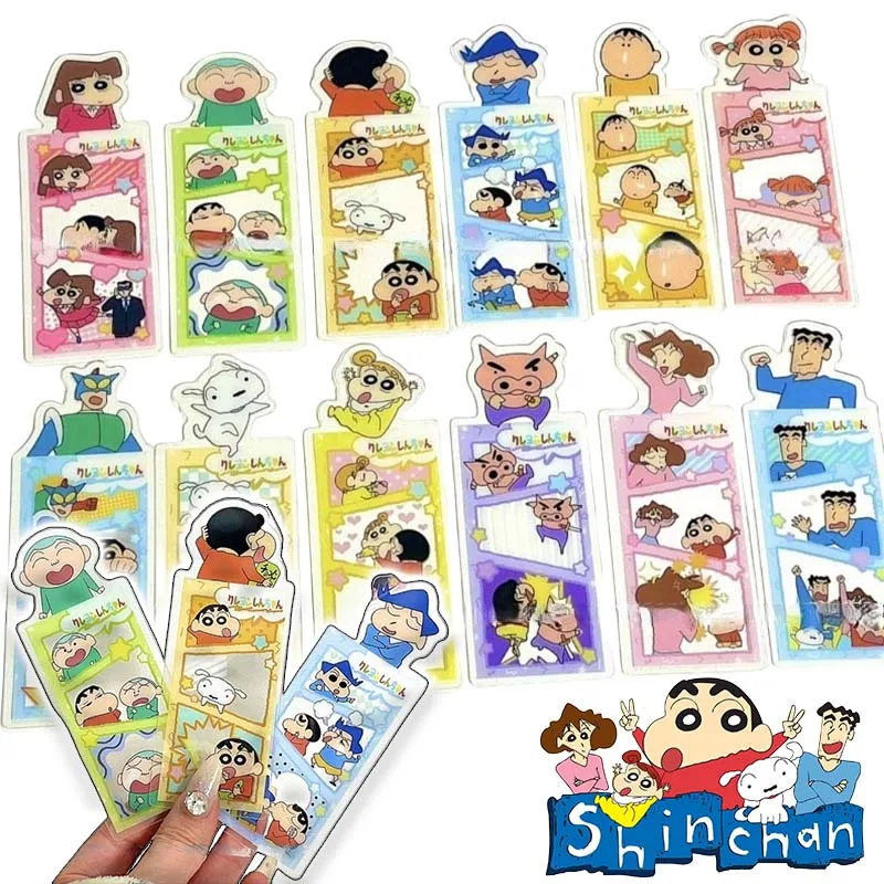 6/12 pz/set pastello Shin-chan Translucency segnalibro PVC libro di lettura Mark Book Page Marker scuola forniture di cancelleria per ufficio regalo