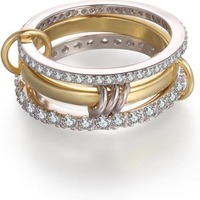 Stainless Steel Interlocking Rings with Full Zircon Two-color Design New Elements in 2025 Autumn  Amazon Cross-border Jewelry ES