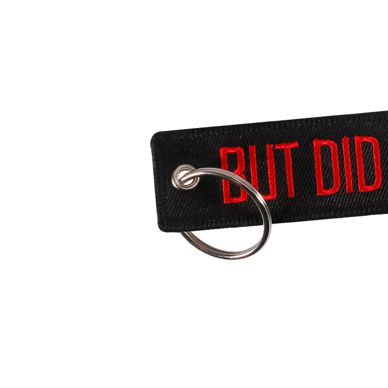 Car Keychain Embroidery Black with Red BUT DID YOU DIE Key Chain Holder for Cars and Motorcycles Key Fob Keychains Jewelry